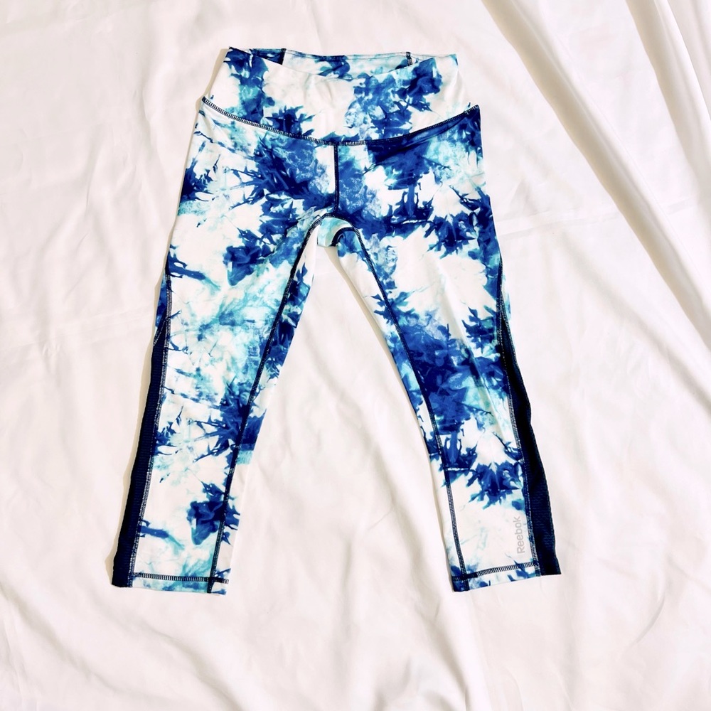 Reebok Blue Tie-dye Workout Capris leggings